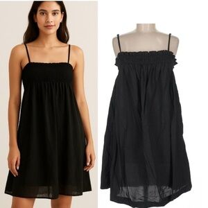 Natalie Martin Black Adjustable spaghetti Strap Mini Sundress Swim Cover Medium